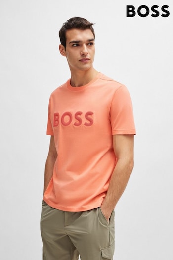 BOSS Red Cotton-Jersey Regular-Fit T-Shirt With Mesh Logo (B86024) | £59