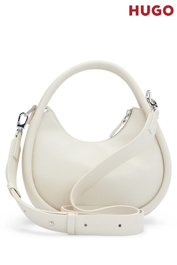 HUGO Faux-Leather Crossbody White Bag With Logo Lettering (B86125) | £129