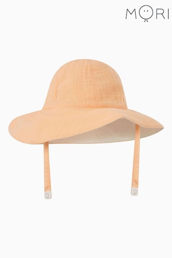 MORI Pink Organic Cotton Muslin Peach Summer Reversible Bucket Hat (B86191) | £20