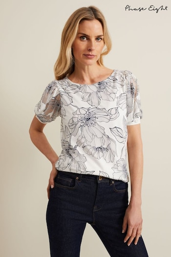 Phase Eight Cream Kelly Floral Burnout Top (B86255) | £65