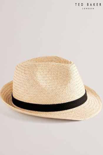 Ted Baker Natural Panns Straw Trilby Webbing Trim Hat (B86553) | £45