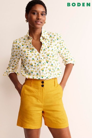 Boden Yellow Petite Westbourne Linen Shorts (B86639) | £70