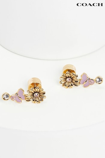 COACH Gold Tone Signature Daisy Crawlers Earrings (B86648) | £75