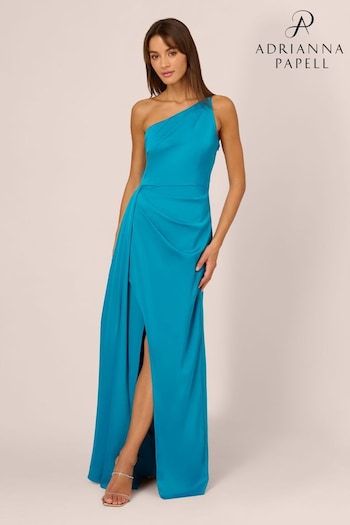 Adrianna Papell Blue Stretch Satin Gown (B86695) | £295