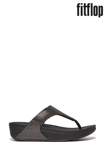 FitFlop Lulu Glitz Toe Post Black Sandals (B86834) | £70