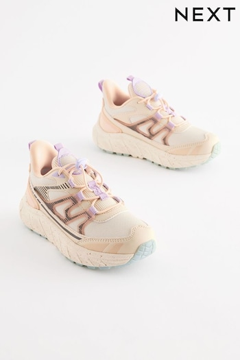 White/Pink Elastic Lace Hike Trainers (B86986) | £29 - £36