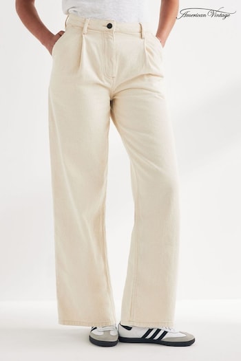 American Vintage Cream Tineborow Straight Trousers (B86992) | £135