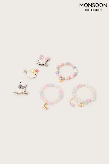 Monsoon Pink Easter Bracelet and Hair Clips Set (B87055) | £10