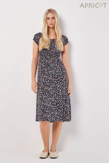 Apricot Multi Garden Floral Milkmaid Midi Dress (B87107) | £35