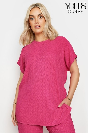 Yours Curve Pink Crinkle Plisse Grown On T-Shirt (B87149) | £26