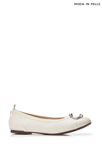 Moda in Pelle Fairy Elasticated Ballet White Pumps With Trim (B87208) | £85