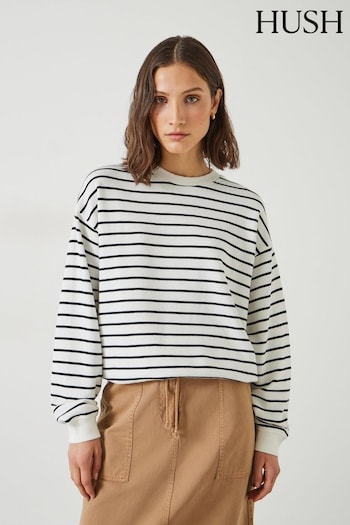 Hush White Luca Stripe Sweatshirt (B87227) | £59
