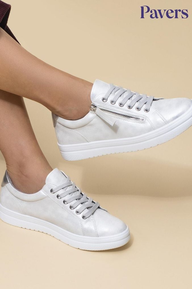 Women s Silver Trainers Silver Canvas Slip On Trainers Next UK