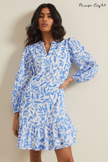 Phase Eight Blue Hermoine Cotton Swing Tapered Dress (B87261) | £99