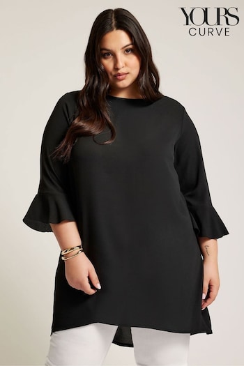 Yours Curve Black Flute Sleeve Tunic (B87279) | £32