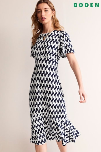 Boden Blue Petite Felicity Jersey Midi Tea Dress (B87326) | £85