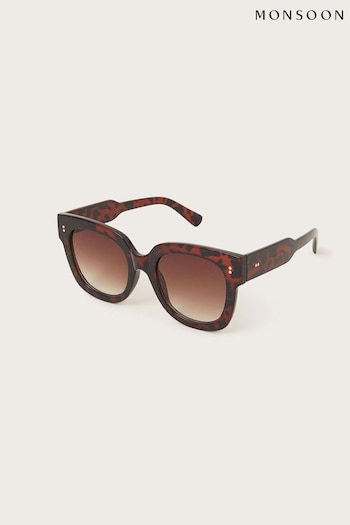 Monsoon Brown Rounded Tortoiseshell Effect Sunglasses Laurent (B87462) | £19