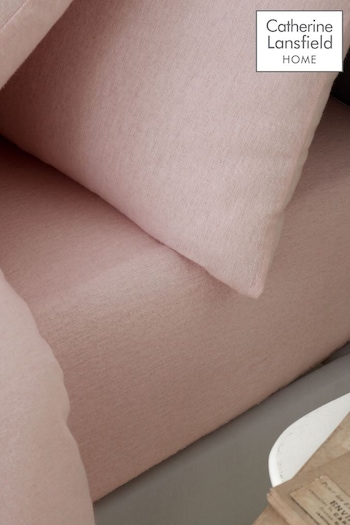Catherine Lansfield Pink Brushed 100% Cotton Fitted Sheet (B87681) | £12 - £20