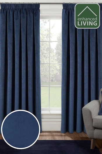 Enhanced Living Blue Thermal Blackout Oxford Readymade Curtains (B87699) | £69 - £124