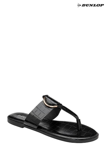 Dunlop Black Flat Toe Post Sandals (B87806) | £25