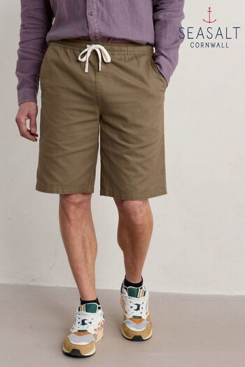 Seasalt Cornwall Brown Mens Lighterman Cotton Pique Shorts (B87900) | £60