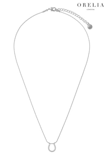 Orelia London Silver Lucky Horseshoe Pave Charm Necklace (B87960) | £25
