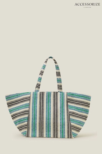 Accessorize Blue Stripe Winged Tote Bag (B87996) | £32