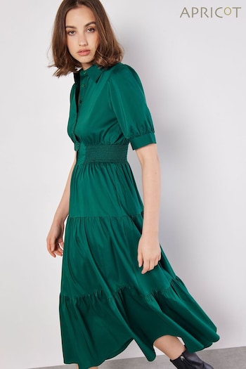 Apricot Green Smock Waist scott Shirt Midaxi Dress (B88000) | £45