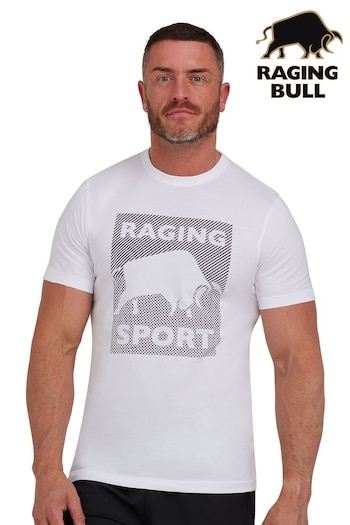 Raging Bull Sport Block Bull Graphic White T-Shirt (B88059) | £24 - £27