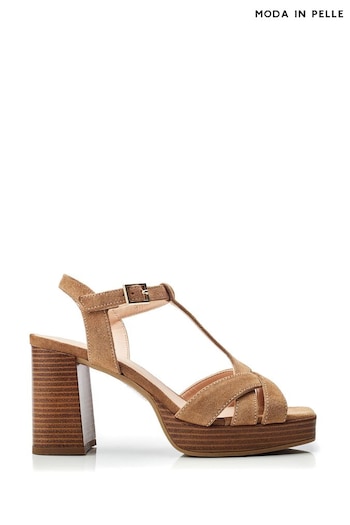 Moda in Pelle Quinnie Flexi Stack Platform Brown Sandals Olive (B88088) | £109