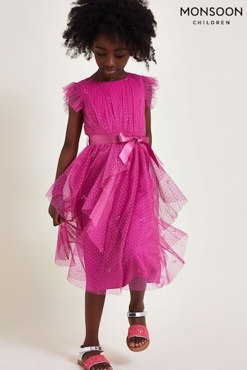 Monsoon Pink Stacie Waterfall Dress (B88225) | £45 - £49