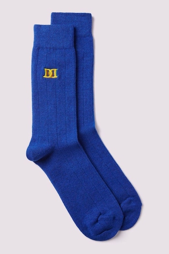Duchamp Mens Blue Chunky Cashmere Mix Rib Socks 2 Pack (B88270) | £30