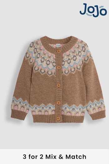 JoJo Maman Bébé Mocha Fair Isle Cardigan (B88310) | £28