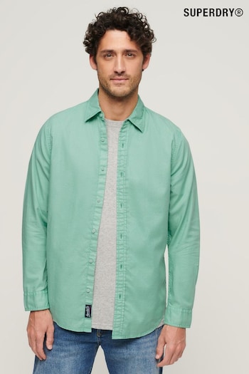 Superdry Green Overdyed Organic Cotton Long Sleeve Shirt (B88322) | £50