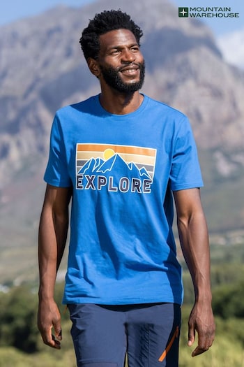Mountain Warehouse Blue Explore Mens Organic T-Shirt (B88358) | £21