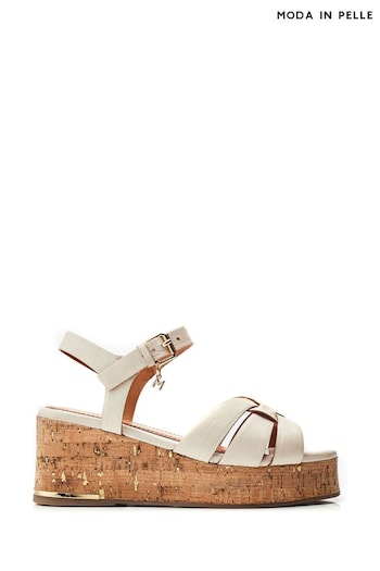 Moda in Pelle Poppiee Woven Two Part Wedge White Sandals (B88383) | £89