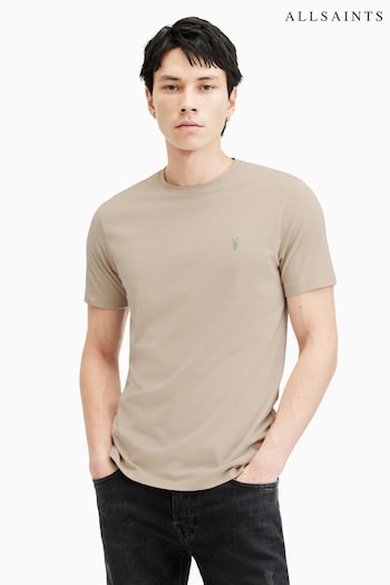 AllSaints Cream Brace Contrast Short Sleeve Crew T-Shirt (B88480) | £35