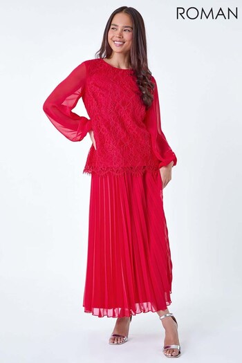 Roman Pink Lace Chiffon Sleeve Top (B88532) | £36