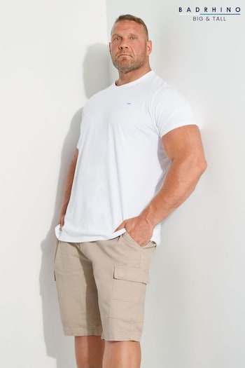 BadRhino Big & Tall White Stretch Cargo Cintura Shorts (B88591) | £34