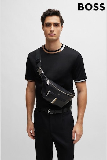 BOSS Black Faux-Leather Belt Bag TOMMY With Signature Stripe (B88646) | £139
