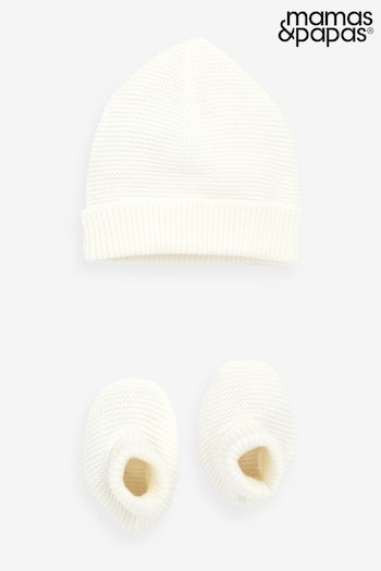 Mamas & Papas 2 Piece Fine Knit Hat & Booties Set (B88667) | £16