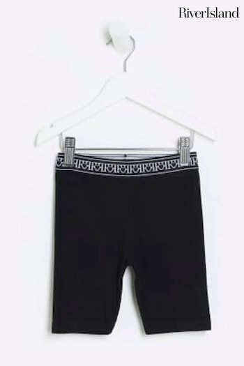 River Island Black T-Shirt-Kleid Waistband Rib Cycle Shorts (B88672) | £8