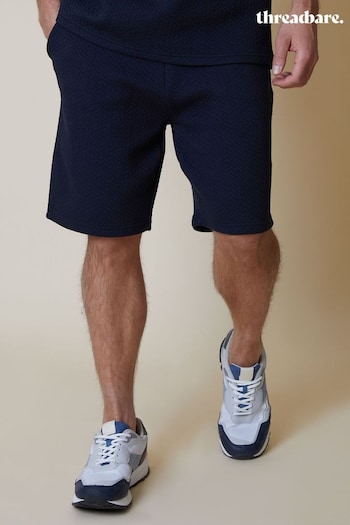 Threadbare Blue Cotton Blend Textured Sweat Shorts (B88677) | £20