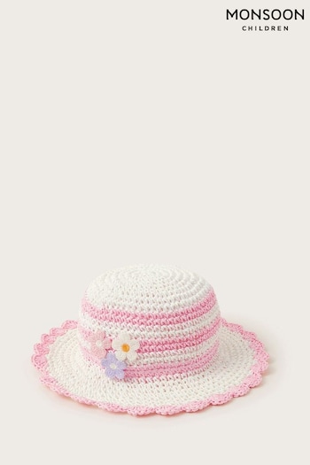 Monsoon Pink Baby Crochet Flower Hat (B88688) | £12