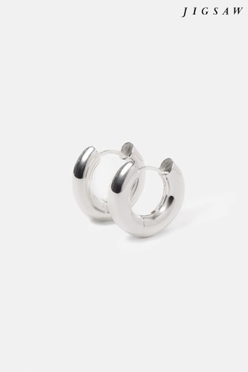 Jigsaw Silver Chubby Hoop Earrings (B88753) | £50