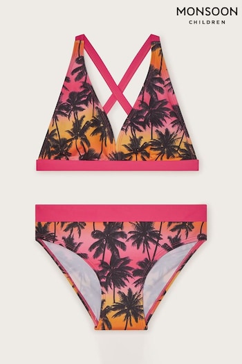 Monsoon Pink Ombre Palm Print Bikini (B88799) | £20 - £22