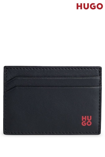 HUGO Nappa-Leather Black Card Holder With Stacked Logo (B88866) | £49