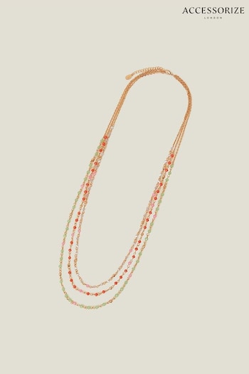 Accessorize Orange Longline Layered Facet Bead Necklace (B89174) | £18