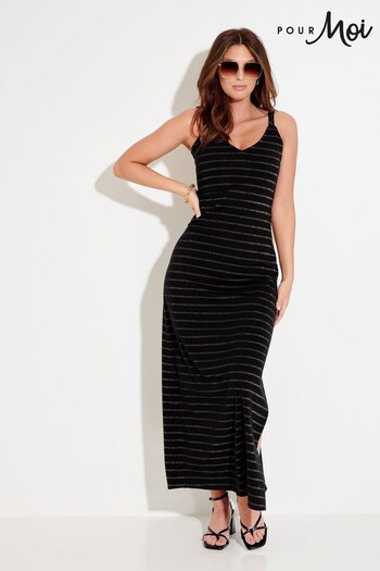 Pour Moi Black Jersey Plaited Straps Maxi Dress (B89190) | £39