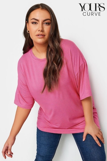 Yours Curve Pink Oversized Boxy T-Shirt (B89202) | £20